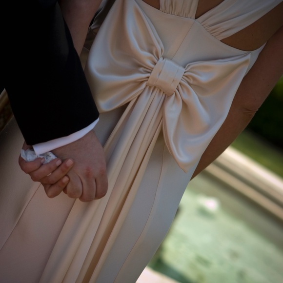 Celebrity Designer PaperBag Princess Custom 1940s Silk Champagne Wedding Dress! - Picture 3 of 13